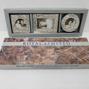 Royal Limited Silver Plate Miniature Frames Set of 3 Vintage Hong Kong NOS